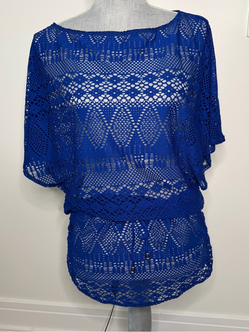 Ralph Lauren S Women’s Crochet Swim Cover-Up Tunic in Royal Blue